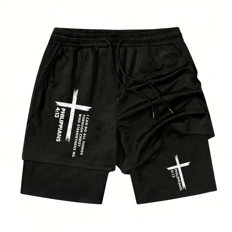 Pantaloni scurți sport casual pentru bărbați, cu strat dublu, pentru vară 2024, pentru comerț electronic transfrontalier, la modă, la modă