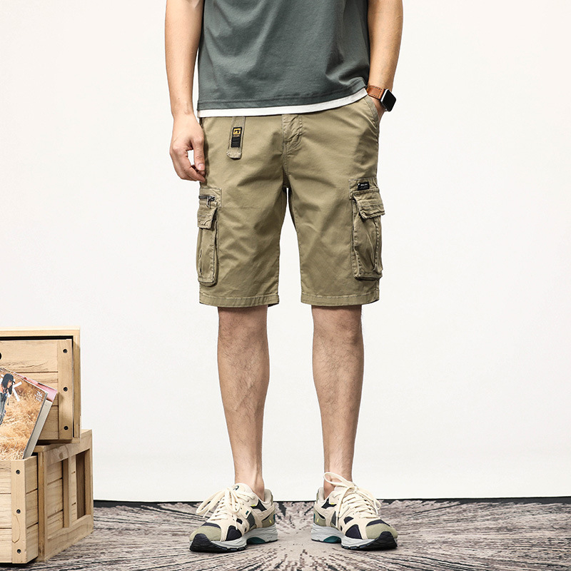 Pantaloni scurți funcționali de vară transfrontalieri cu buzunar pentru bărbați, pantaloni largi, cu lungime largă, sport pentru tineri