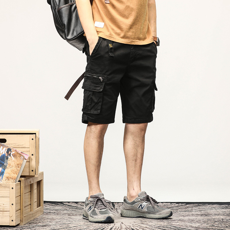 Pantaloni scurți funcționali de vară transfrontalieri cu buzunar pentru bărbați, pantaloni largi, cu lungime largă, sport pentru tineri