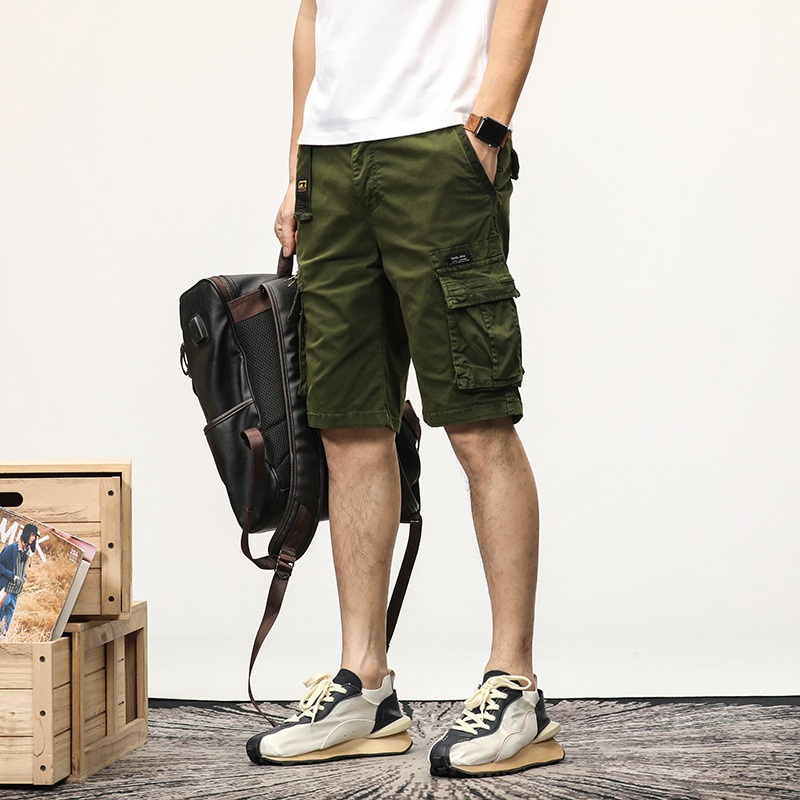 Pantaloni scurți funcționali de vară transfrontalieri cu buzunar pentru bărbați, pantaloni largi, cu lungime largă, sport pentru tineri