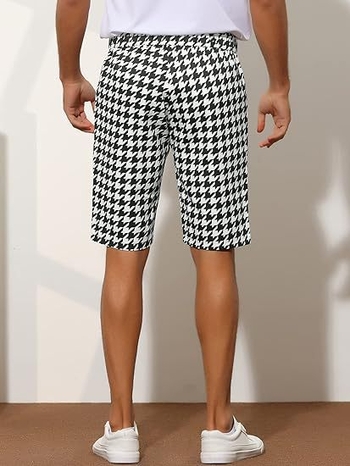 2024 ~ meeste hundijalakujulised lühikesed püksid, volditud ruudulised mustrilised diagonaalpüksid