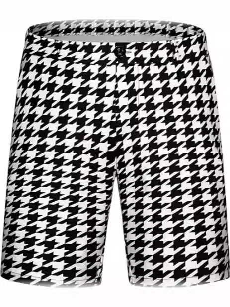 2024 ~ meeste hundijalakujulised lühikesed püksid, volditud ruudulised mustrilised diagonaalpüksid