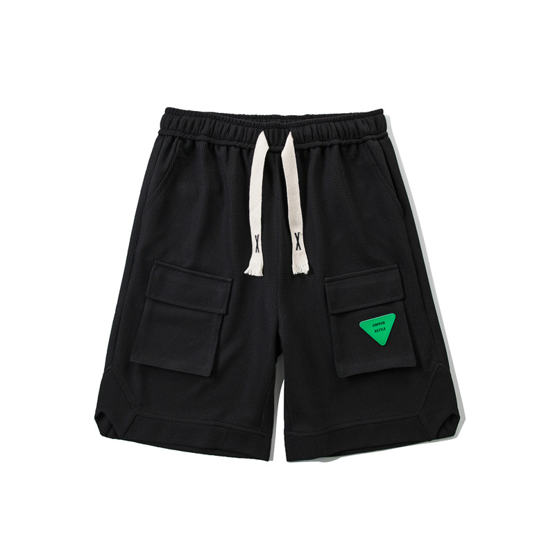 Meeste vahvlipüksid, suvised trendikad brändipüksid, Ameerika stiilis retro vabaajapüksid, tänavastiilis sportlikud lahtised poolpikad püksid