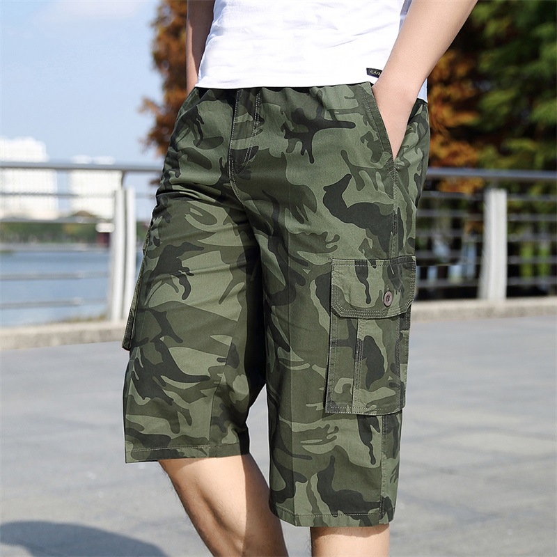 Suvised uued kamuflaaž-tüüpi cargo-püksid, mitme taskuga pluss-suuruses cargo-püksid, keskealiste meeste vabaaja spordipüksid