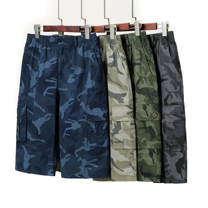 Suvised uued kamuflaaž-tüüpi cargo-püksid, mitme taskuga pluss-suuruses cargo-püksid, keskealiste meeste vabaaja spordipüksid