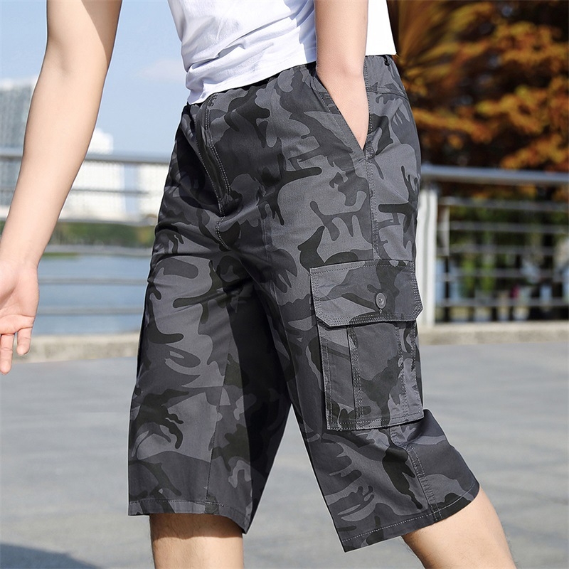 Suvised uued kamuflaaž-tüüpi cargo-püksid, mitme taskuga pluss-suuruses cargo-püksid, keskealiste meeste vabaaja spordipüksid