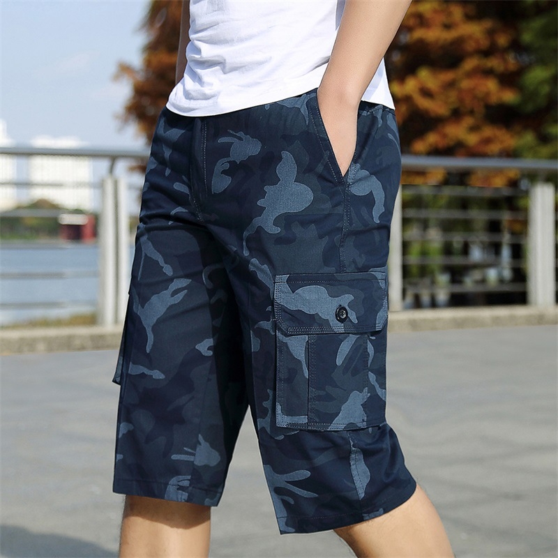 Suvised uued kamuflaaž-tüüpi cargo-püksid, mitme taskuga pluss-suuruses cargo-püksid, keskealiste meeste vabaaja spordipüksid