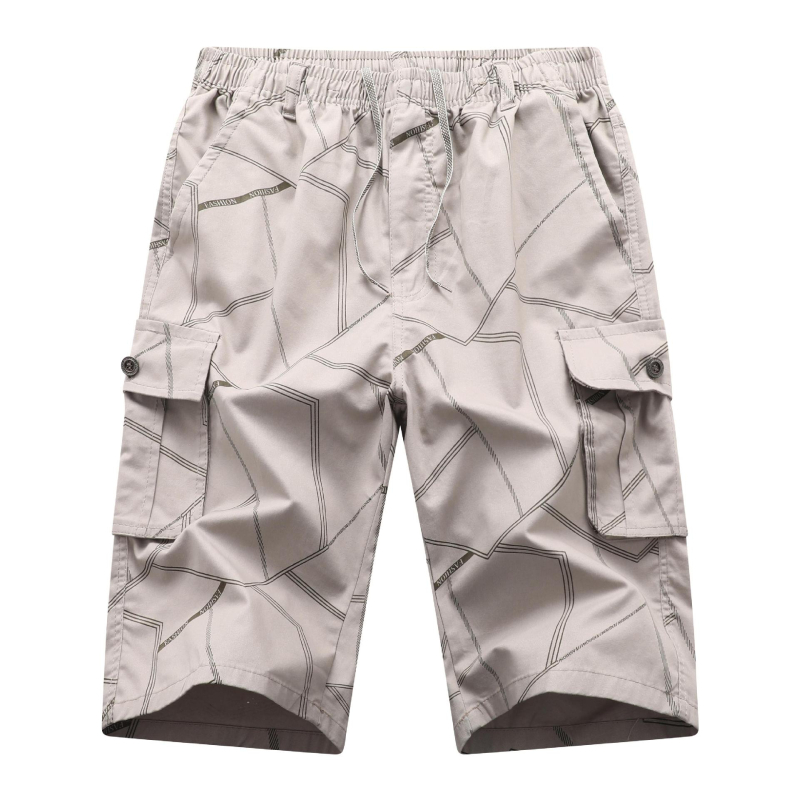 Pánske šortky s potlačou v čiernej farbe z čistej bavlny, trendy značky, stredne dlhé nohavice, módne letné ležérne zipsové vrecko, voľné nohavice do polovice