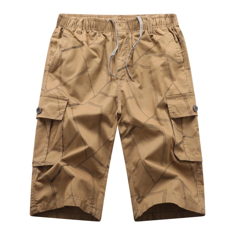 Pánske šortky s potlačou v čiernej farbe z čistej bavlny, trendy značky, stredne dlhé nohavice, módne letné ležérne zipsové vrecko, voľné nohavice do polovice