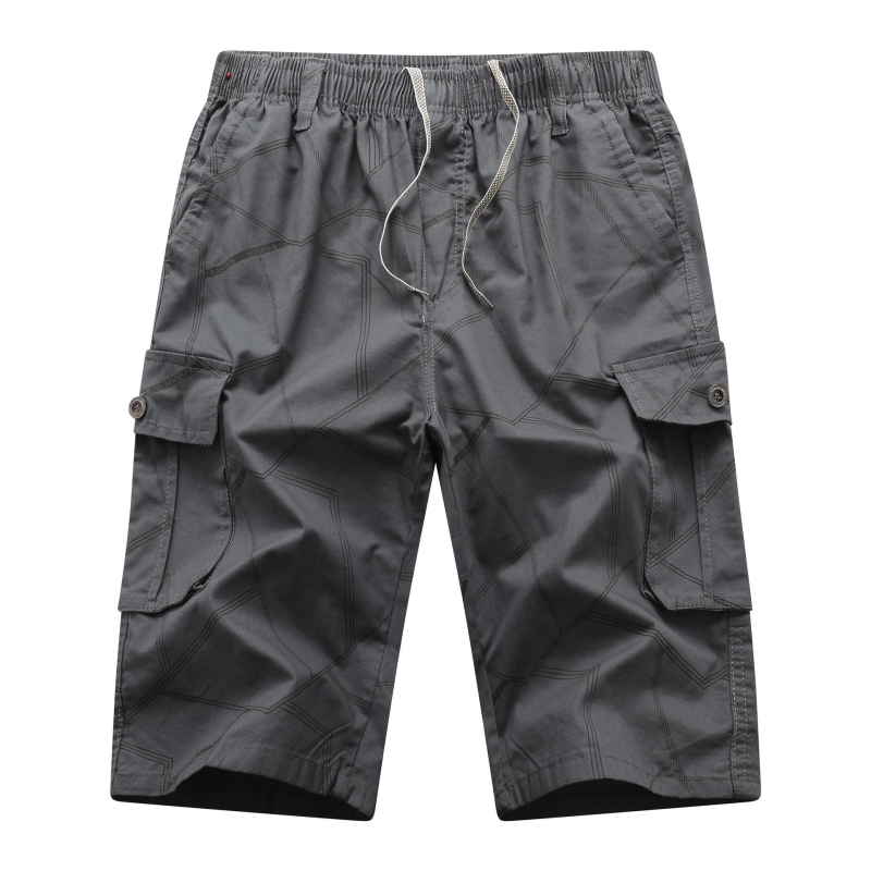 Pánske šortky s potlačou v čiernej farbe z čistej bavlny, trendy značky, stredne dlhé nohavice, módne letné ležérne zipsové vrecko, voľné nohavice do polovice