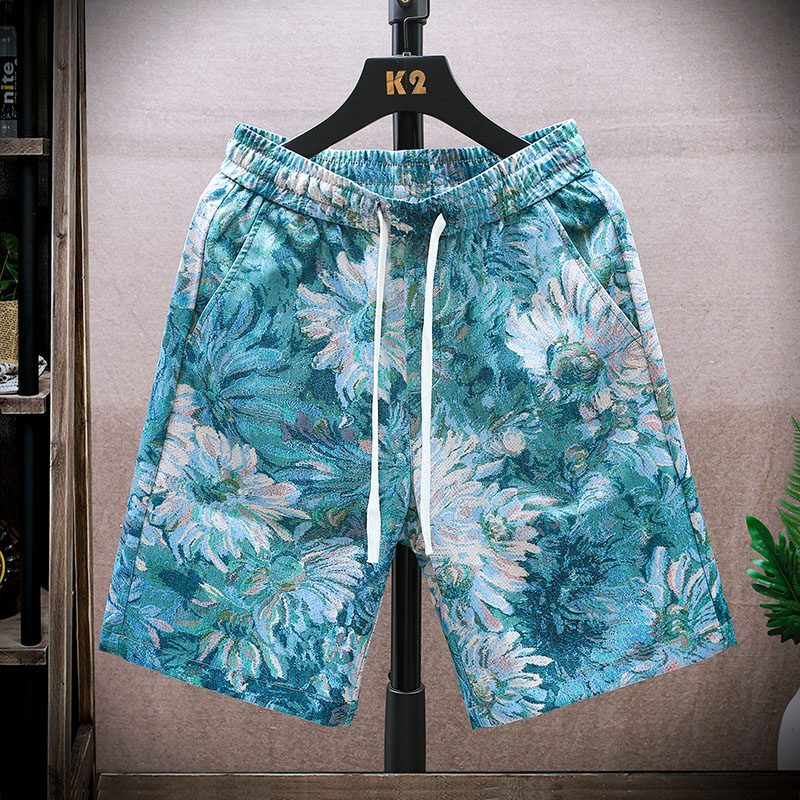 Jääsiidist kiiresti kuivavad lühikesed püksid meeste suvised õhukesed sirged püksid lillelised püksid noorte vabaaja spordi rannapüksid