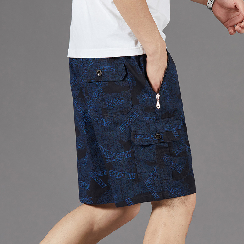 Letné ležérne šortky Pánske voľné kórejské štýlové trendy bavlnené nohavice strednej dĺžky na vonkajšie nosenie Trendové značkové športové nohavice pre mužov