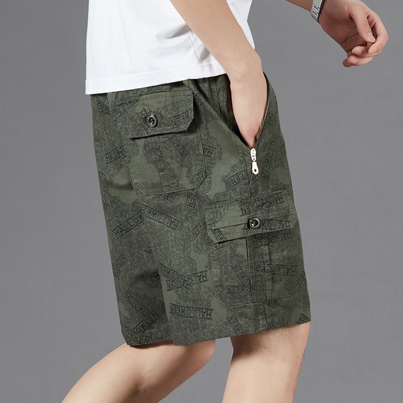 Letné ležérne šortky Pánske voľné kórejské štýlové trendy bavlnené nohavice strednej dĺžky na vonkajšie nosenie Trendové značkové športové nohavice pre mužov