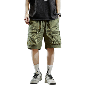 Мъжки летни шорти в американски стил, изработени от коприна, с готина и модна марка, свободни, ежедневни, бързосъхнещи, плажни панталони