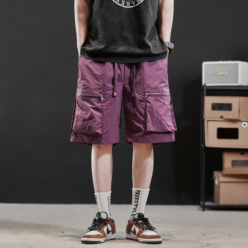 Мъжки летни шорти в американски стил, изработени от коприна, с готина и модна марка, свободни, ежедневни, бързосъхнещи, плажни панталони