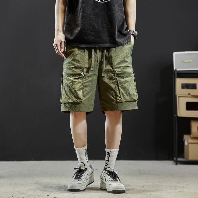 Мъжки летни шорти в американски стил, изработени от коприна, с готина и модна марка, свободни, ежедневни, бързосъхнещи, плажни панталони