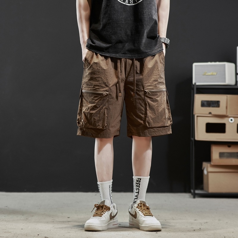 Мъжки летни шорти в американски стил, изработени от коприна, с готина и модна марка, свободни, ежедневни, бързосъхнещи, плажни панталони