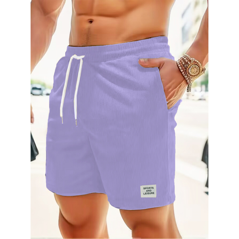 Suvised uued ühevärvilised paeltega spordipüksid, velvetist lihtsad lühikesed püksid, meeste lühikesed vabaajapüksid