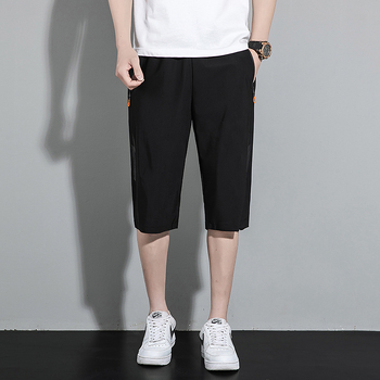 Pantaloni Capri de vară pentru bărbați, din mătase de gheață, lejeri, pantaloni de lucru casual de lungime medie, pantaloni sport cu uscare rapidă, la modă, M-8X