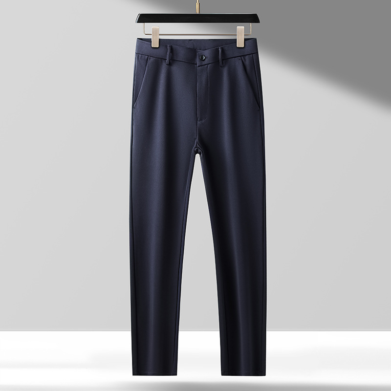 Meeste jääsiidist vabaajapüksid, suvised kitsad ja venivad sirged ärikleidi pikad püksid, taskuga püksid