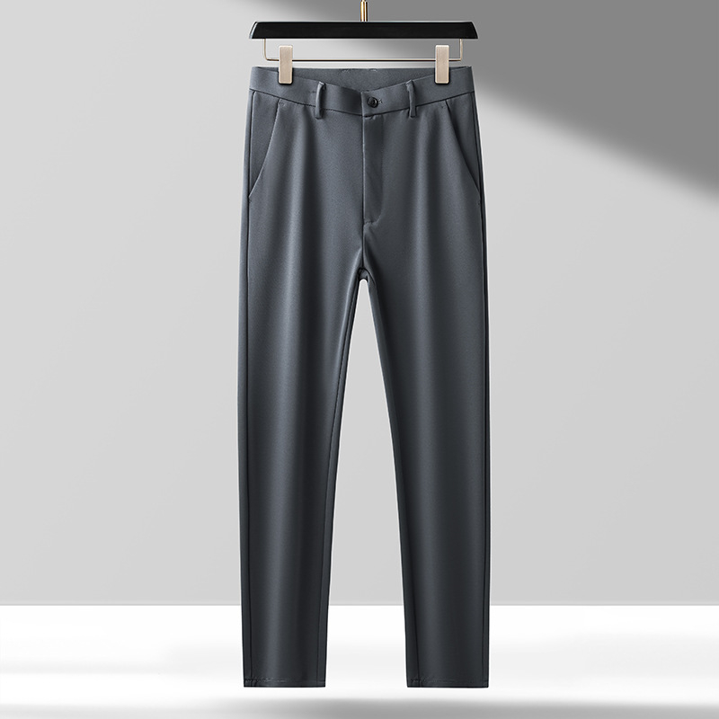 Meeste jääsiidist vabaajapüksid, suvised kitsad ja venivad sirged ärikleidi pikad püksid, taskuga püksid