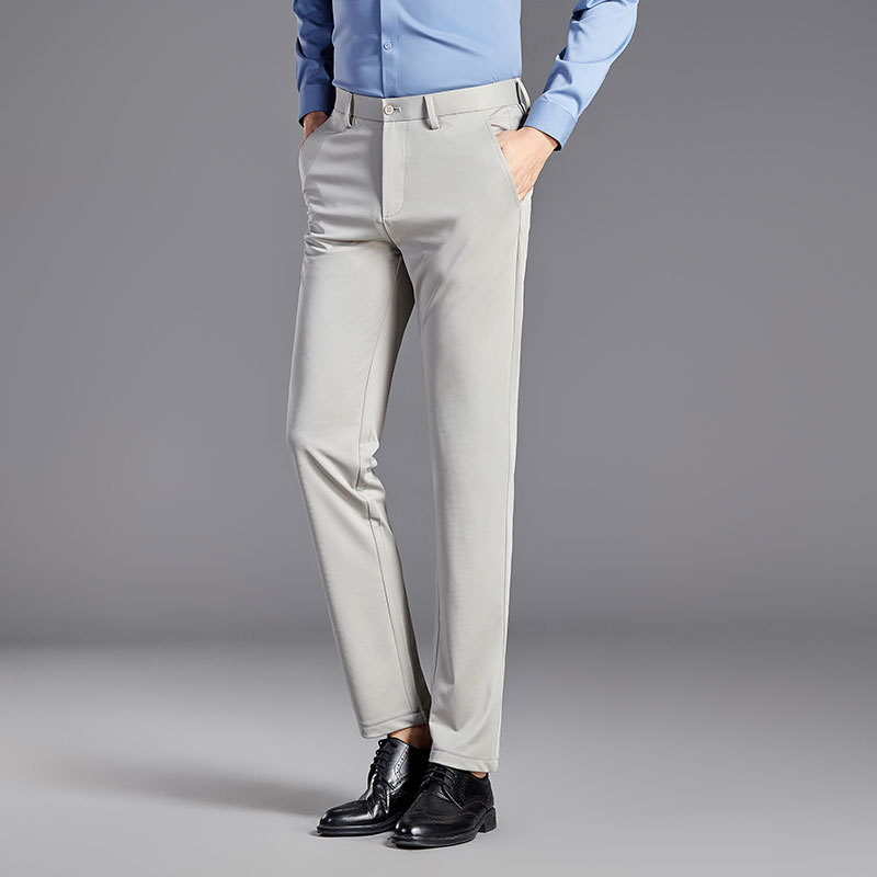 Pantaloni de mătase Mulberry pentru bărbați, de vară, antirid, business casual, de înaltă calitate, pantaloni stretch slim-fit, drepți, fără călcat