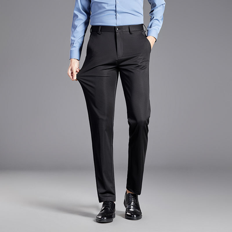 Pantaloni de mătase Mulberry pentru bărbați, de vară, antirid, business casual, de înaltă calitate, pantaloni stretch slim-fit, drepți, fără călcat