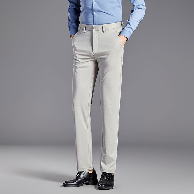 Pantaloni de mătase Mulberry pentru bărbați, de vară, antirid, business casual, de înaltă calitate, pantaloni stretch slim-fit, drepți, fără călcat