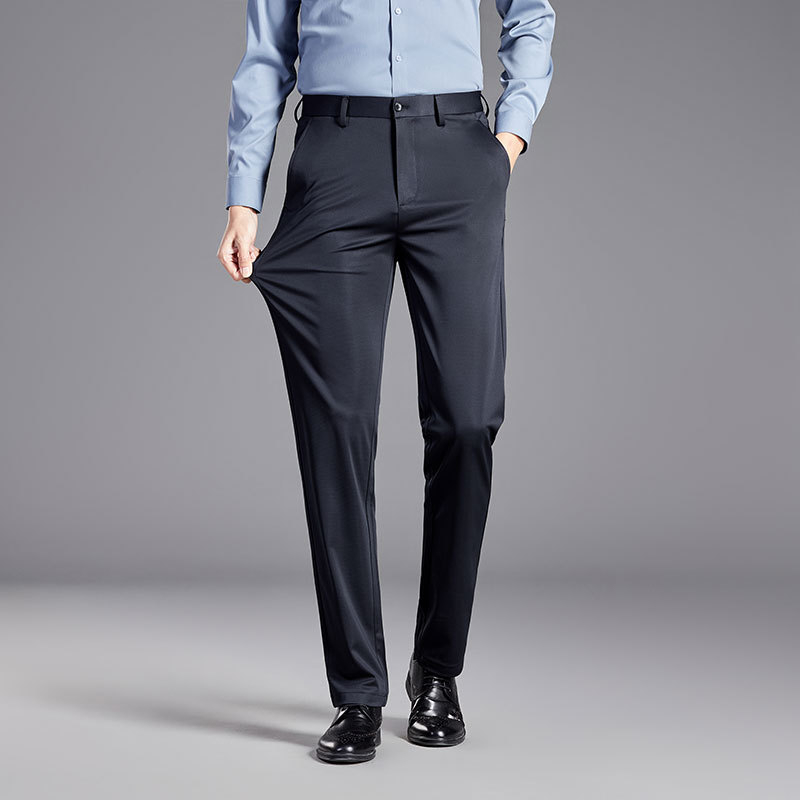 Pantaloni de mătase Mulberry pentru bărbați, de vară, antirid, business casual, de înaltă calitate, pantaloni stretch slim-fit, drepți, fără călcat