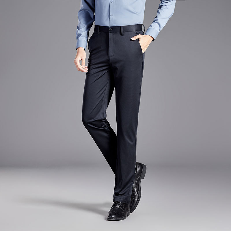 Pantaloni de mătase Mulberry pentru bărbați, de vară, antirid, business casual, de înaltă calitate, pantaloni stretch slim-fit, drepți, fără călcat