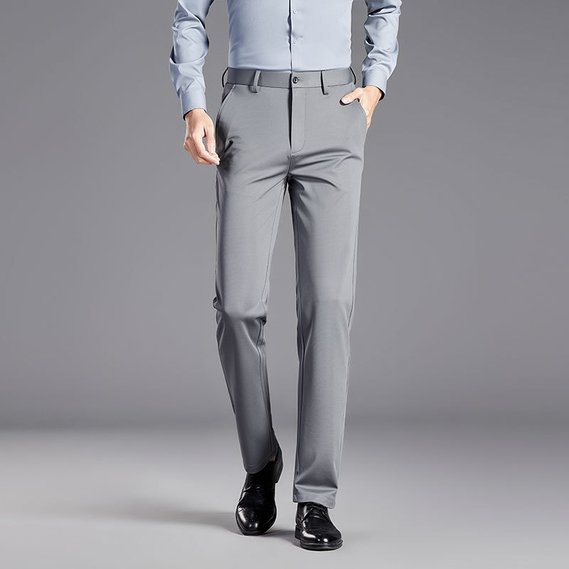 Pantaloni de mătase Mulberry pentru bărbați, de vară, antirid, business casual, de înaltă calitate, pantaloni stretch slim-fit, drepți, fără călcat