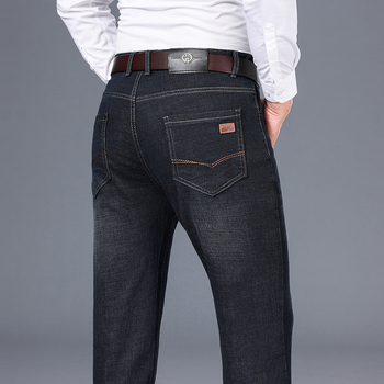 Blugi de vară pentru bărbați, stil business, casual, de primăvară și toamnă, drepți din bumbac, spălați de tatăl tatălui, respirabili, de vârstă mijlocie