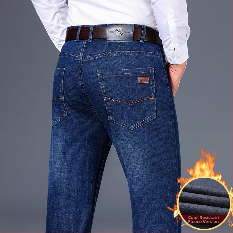 Blugi de vară pentru bărbați, stil business, casual, de primăvară și toamnă, drepți din bumbac, spălați de tatăl tatălui, respirabili, de vârstă mijlocie