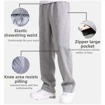 Pantaloni sport subțiri din bumbac pentru primăvară și vară, pantaloni de trening casual lejeri, drepți, pentru bărbați, pantaloni elastici, mărime plus