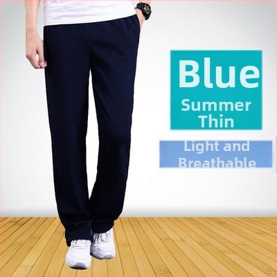 Pantaloni sport subțiri din bumbac pentru primăvară și vară, pantaloni de trening casual lejeri, drepți, pentru bărbați, pantaloni elastici, mărime plus