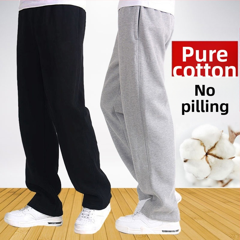 Pantaloni sport subțiri din bumbac pentru primăvară și vară, pantaloni de trening casual lejeri, drepți, pentru bărbați, pantaloni elastici, mărime plus