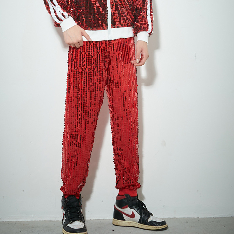 DS noi pantaloni pentru adulți pentru bărbați, pantaloni hip-hop, costum de scenă, hip-hop, dans modern, pantaloni de practică, jazz, costum cu paiete