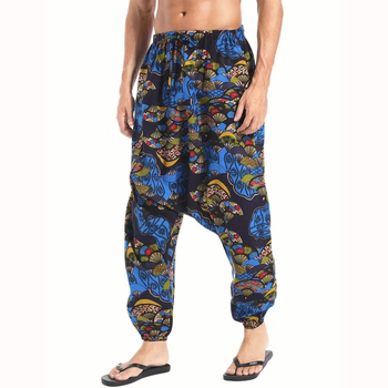 Pantaloni de yoga boemi largi din bumbac pentru bărbați și femei, cu model Harlan, transfrontalieri 2024, pantaloni Sling pentru bărbați