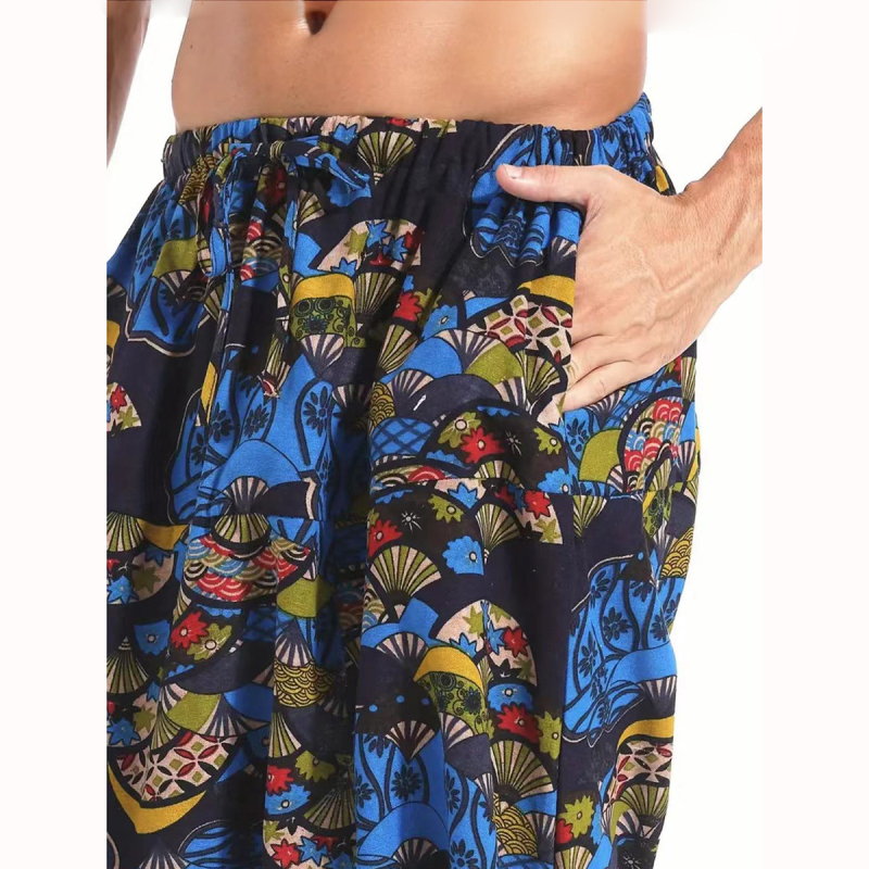 Pantaloni de yoga boemi largi din bumbac pentru bărbați și femei, cu model Harlan, transfrontalieri 2024, pantaloni Sling pentru bărbați