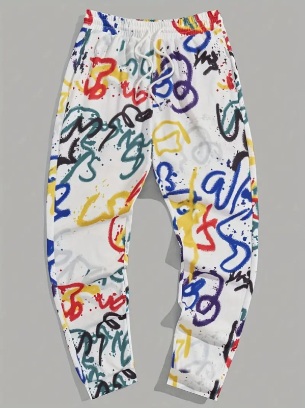 2024-es leggings férfi melegítőnadrág, széles szárú, jellegzetes mintás, divatos tavaszi és őszi sportnadrág, hosszú nadrág, ML4