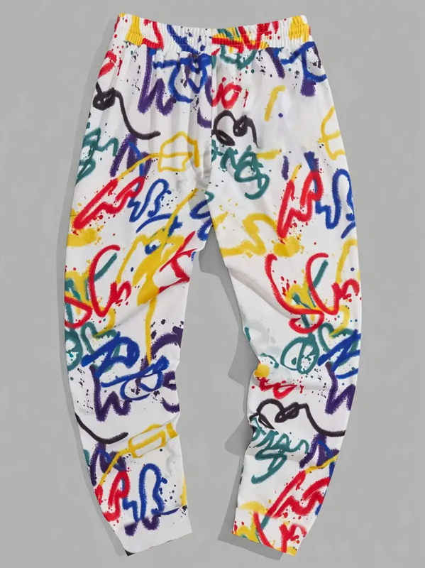 2024-es leggings férfi melegítőnadrág, széles szárú, jellegzetes mintás, divatos tavaszi és őszi sportnadrág, hosszú nadrág, ML4