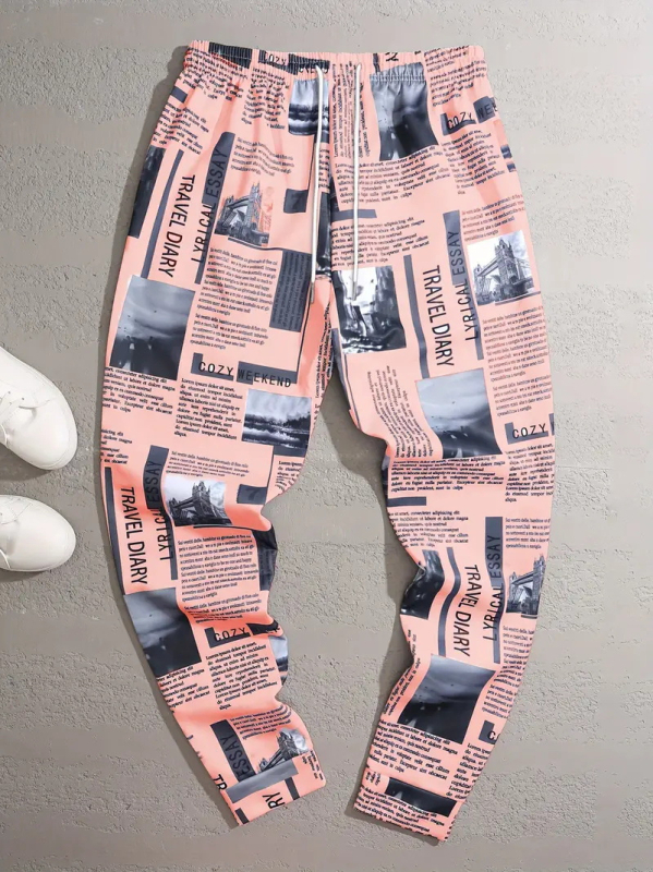 2024-es leggings férfi melegítőnadrág, széles szárú, jellegzetes mintás, divatos tavaszi és őszi sportnadrág, hosszú nadrág, ML4