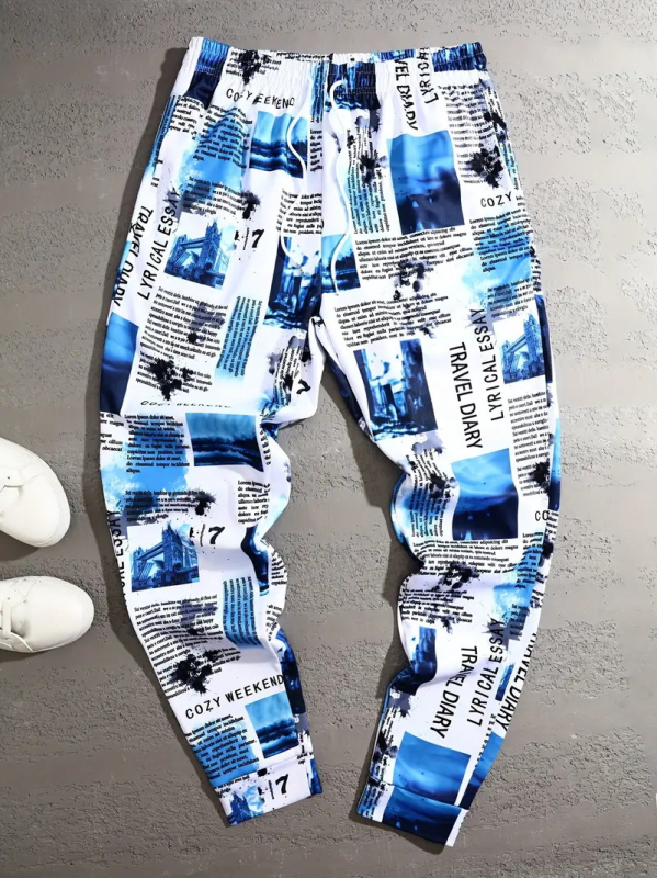2024-es leggings férfi melegítőnadrág, széles szárú, jellegzetes mintás, divatos tavaszi és őszi sportnadrág, hosszú nadrág, ML4