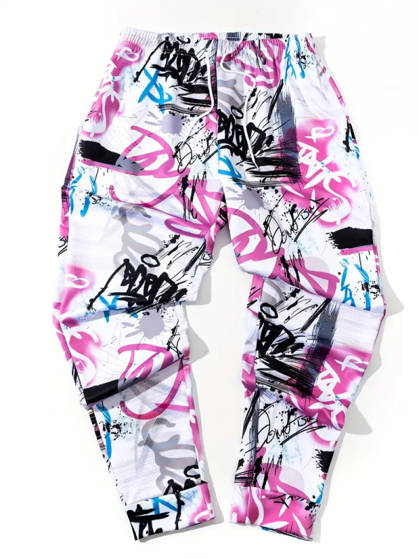 2024-es leggings férfi melegítőnadrág, széles szárú, jellegzetes mintás, divatos tavaszi és őszi sportnadrág, hosszú nadrág, ML4