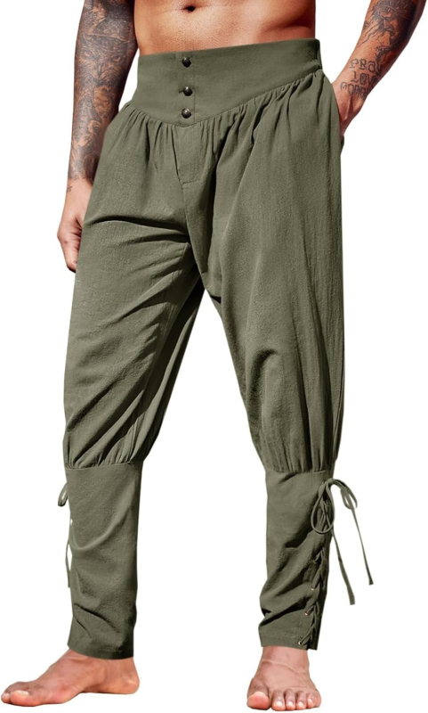 Pantaloni casual pentru bărbați, sosire nouă, pantaloni casual Amazon, pantaloni de vară, pantaloni cu bareta la gleznă, pantaloni medievali cu corabie pirat 2