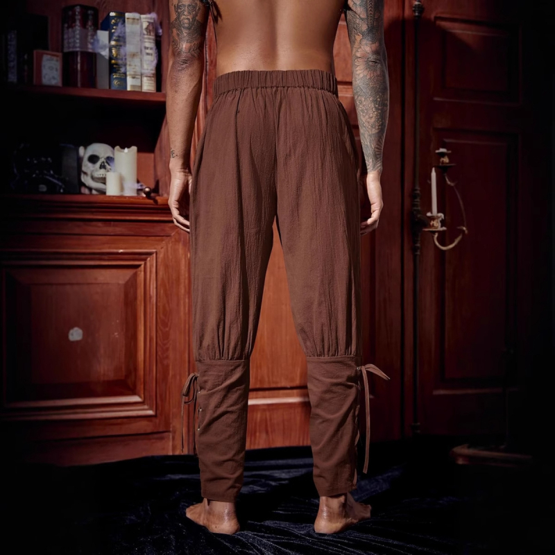 Pantaloni casual pentru bărbați, sosire nouă, pantaloni casual Amazon, pantaloni de vară, pantaloni cu bareta la gleznă, pantaloni medievali cu corabie pirat 2