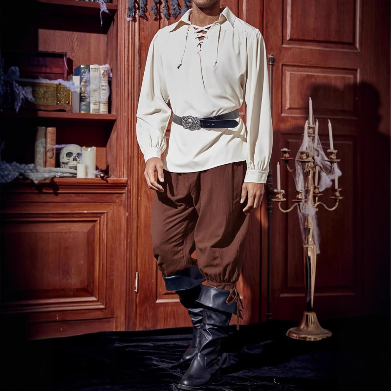 Pantaloni casual pentru bărbați, sosire nouă, pantaloni casual Amazon, pantaloni de vară, pantaloni cu bareta la gleznă, pantaloni medievali cu corabie pirat 2