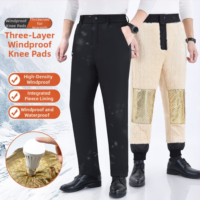 M-7XL Зимни панталони с полар, мъжки есенно/зимни, топли памучни панталони от агнешко кадифе, широки, ежедневни, дебели панталони за връхни дрехи