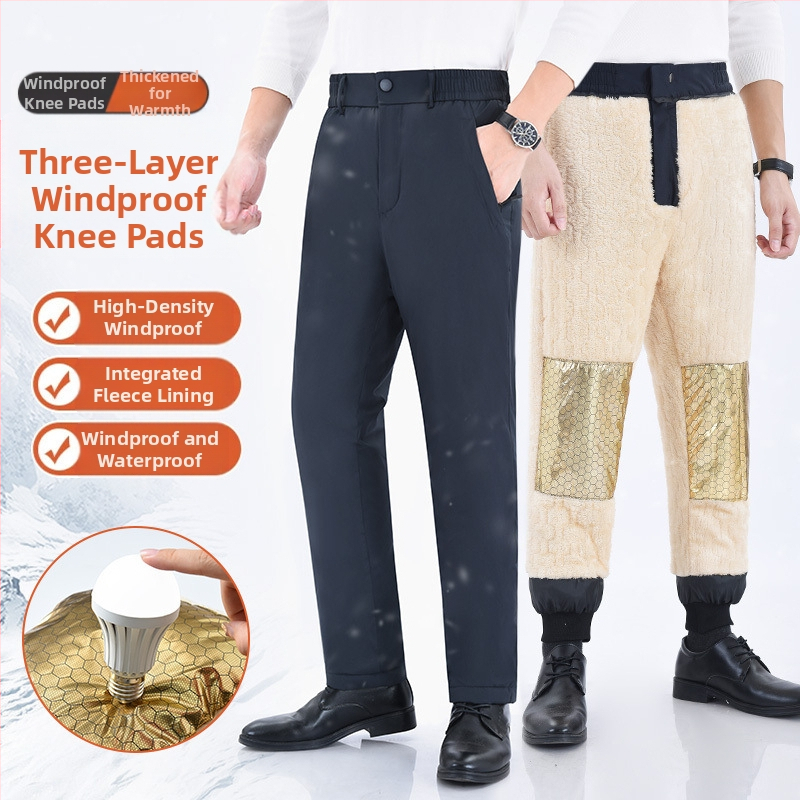 M-7XL Зимни панталони с полар, мъжки есенно/зимни, топли памучни панталони от агнешко кадифе, широки, ежедневни, дебели панталони за връхни дрехи