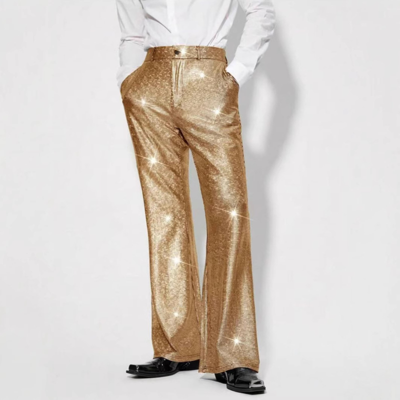 Pantaloni Prellis cu paiete transfrontaliere europene și americane, noi pantaloni casual de seară, talie medie, rochie de performanță